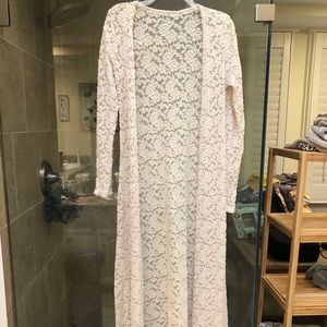 Floor-length Lace duster cardigan